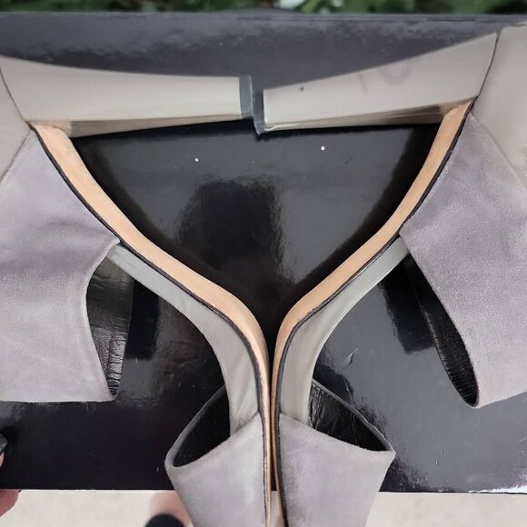 Talbots Emmie Smoke Grey Suede Leather Open Toe‎ Strappy Heels[SIZE 9.5] Leather - Picture 3 of 5